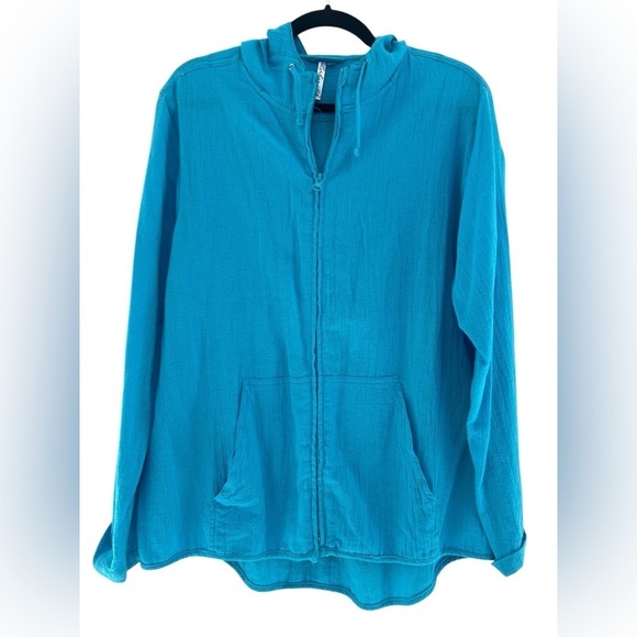 Lulu-B Jackets & Blazers - Lulu-B Turquoise Zip-Up Hoodie